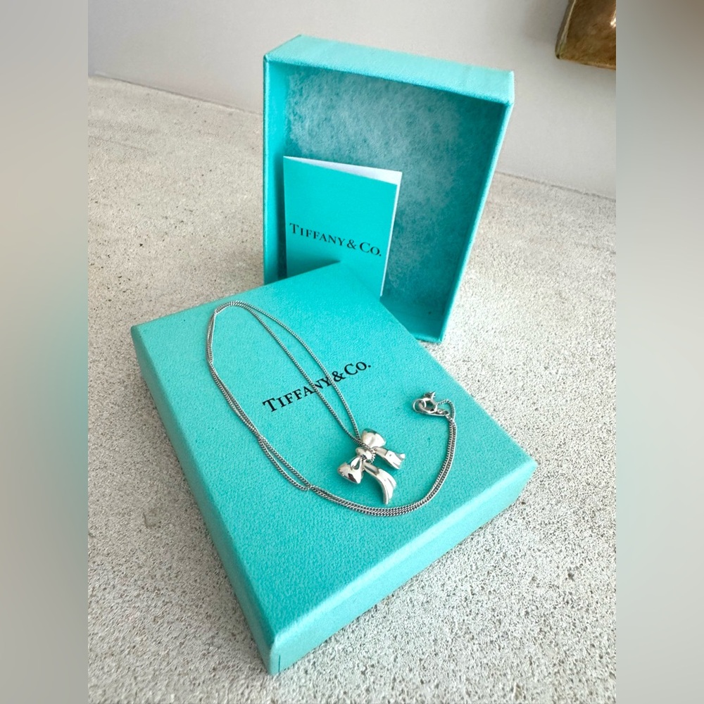 TIFFANY & CO. Sterling Silver 925 Ribbon Bow Necklace 18” - Picture 8 of 8